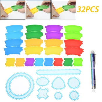 

32pcs/set Spirograph Drawing Set Spiral Rail Frame Create Designs Patterns Toy Creative Educational Toy Spirographs Set