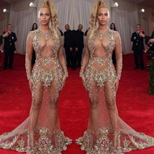 Кружево Красный ковер Сексуальная Иллюзия красочные бусы Русалка Вечер платье драгоценный камень с длинным рукавом спинки развертки поезд тюль на заказ mad