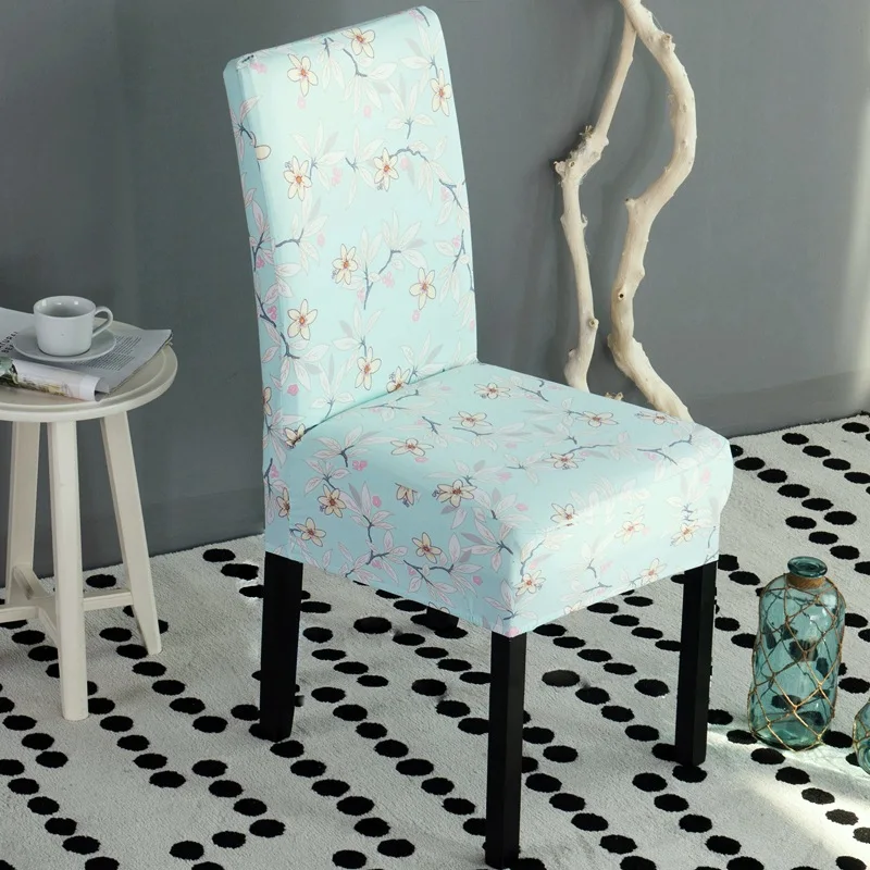 Стиль, эластичный спандекс, чехлы для стульев для столовой, домашние мягкие стулья, чехлы с простым принтом, 14 цветов, че - Цвет: biqigongzhu
