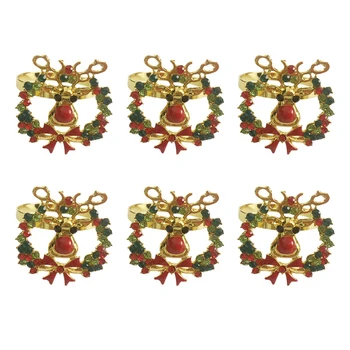 

6Pcs Deer Napkin Buckle Christmas Deer Napkin Ring Hotel Decoration Cloth Buckle Metal Napkin Ring