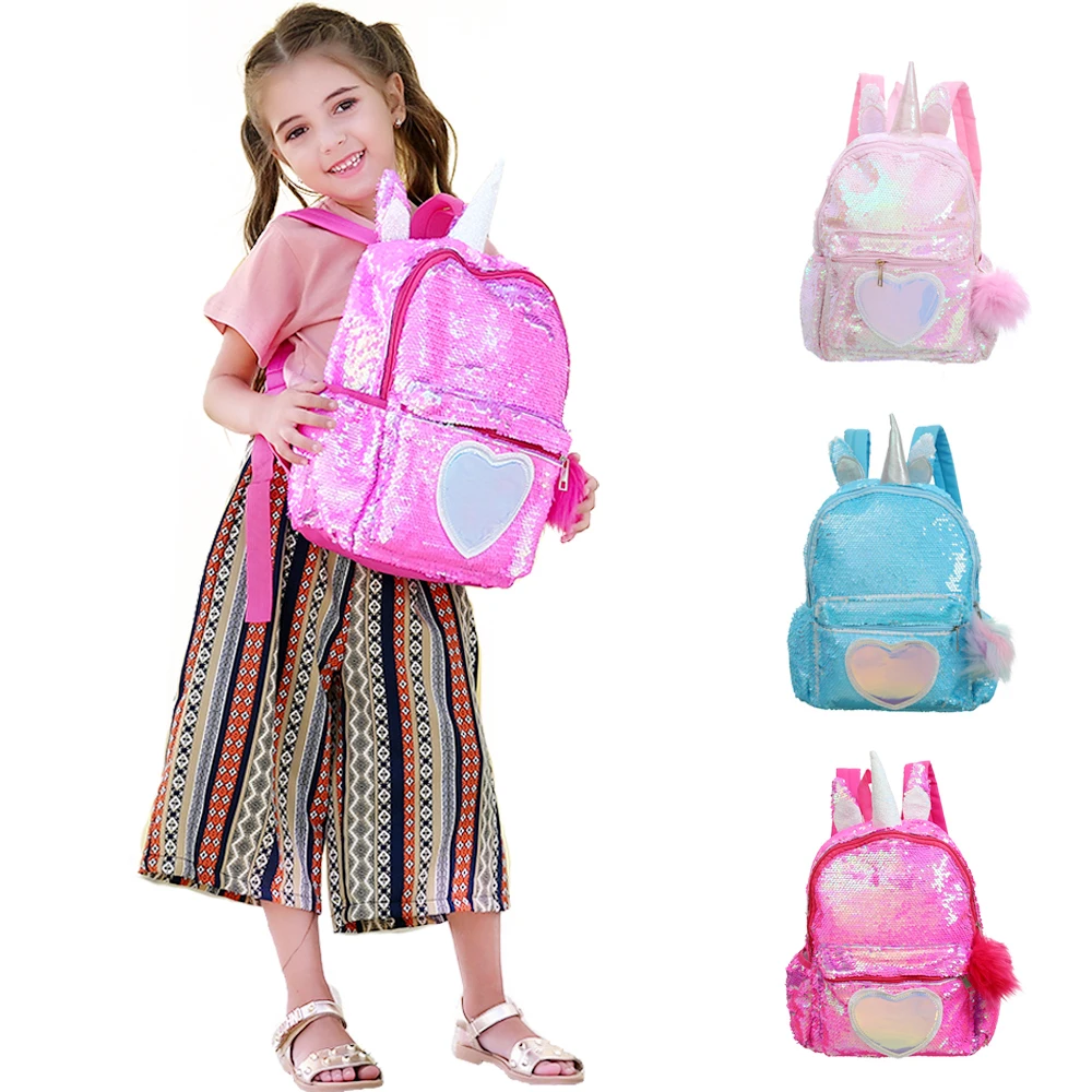 UNICORN Bag Girls School Backpack Shiny Holographic Pink Bag Personalised PH23 