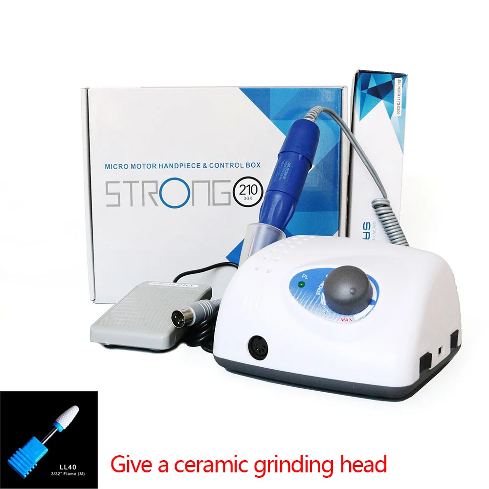 

Authent Strong 210 65W Electric Nail Drill Machine 40000RPM 105L 2.35mm Model Manicure Pedicure Nail File Bit Nail Art Equipment