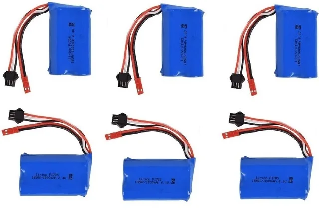 1-6 Pz 18500 6.4 V 1000Mah Batteria Lipo Per Wltoys A303 A313 A323 A333 1/12 Rc Auto Pezzi Di Ricambio Batteria Agli Ioni Di Litio 6.4 V Di Alta Quali