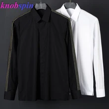 Высокое качество натуральный хлопок Бизнес мужские туфли под платье; сезон осень однотонная удобная плотная рубашка camicas Social masculina рубашки с длинным рукавом