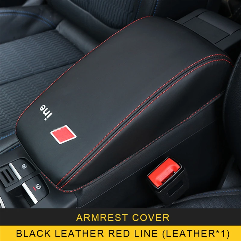 black leather red GELINSI для Audi A3 автомобильный Стайлинг подлокотник коробка для хранения кожаный чехол коврик для отдыха аксессуары для интерьера - Название цвета: black leather red