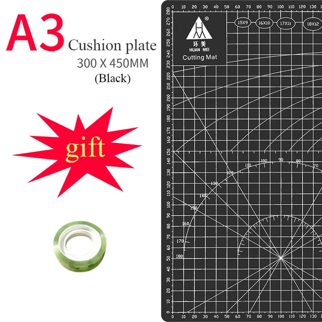 A3 коврики для резки Подушка доска большая рукописная тестовая бумага рисунок красота рабочая модель резиновое уплотнение гравировка доска DIY - Цвет: black