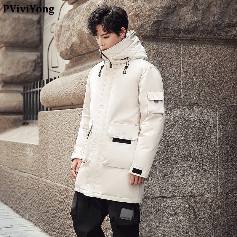 

PViviYong 2019 Korea Winter high quality hooded white duck down jacket ,fashion thicked parka men coat QT709/6518