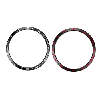 

2x for Samsung Galaxy Watch 46mm Smart Watch Bezel Ring Adhesive Cover Anti Scratch Metal Ring Black & Black&Red