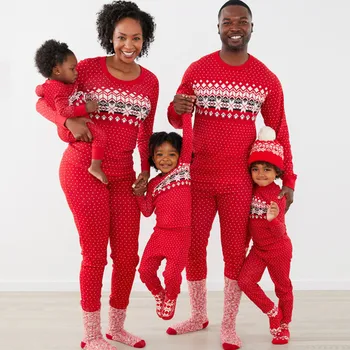 

2020 Autumn Retro Positioning Flower Square Dot Christmas Parent-Child Suit Casual Homewear Tshirt Pant Two Piece Set Women