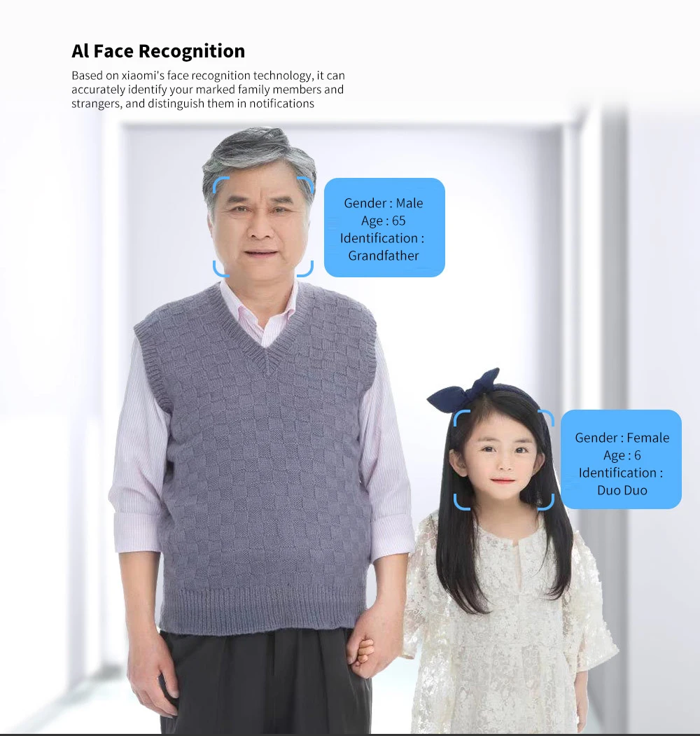 Automatic Detection / Voice Intercom / Al Face Recognition Intelligent Video Doorbell with Receiver from Xiaomi youpin