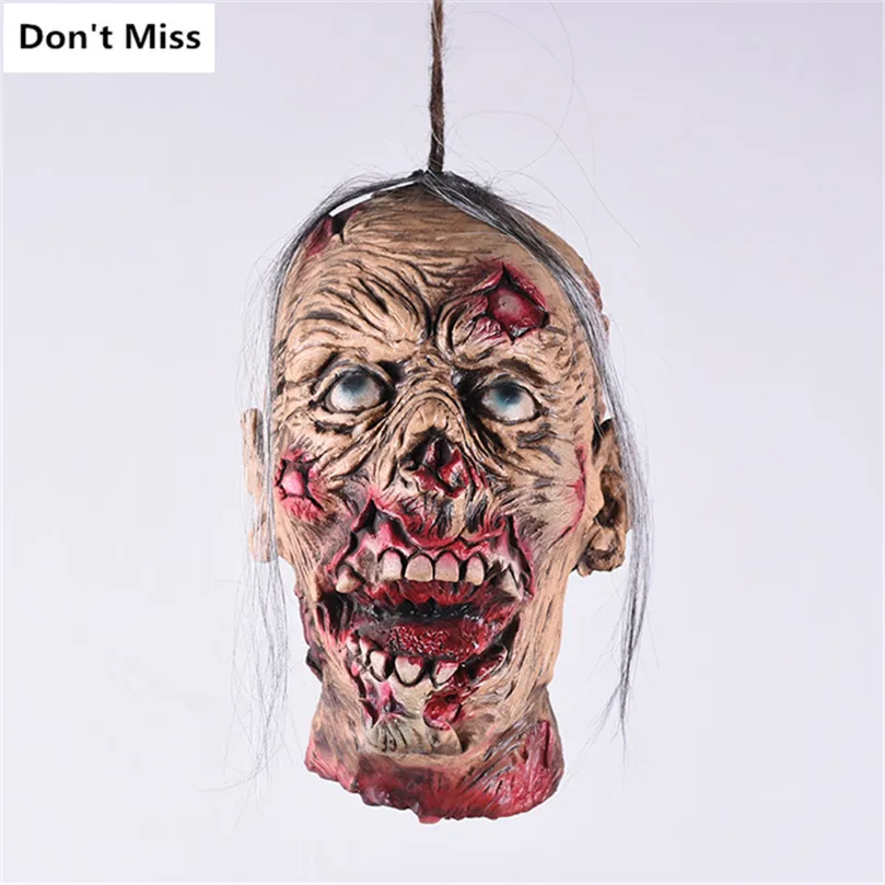 

Halloween Decorations Hanging Horror Bloody Ghost Head Festival Decoracion Accessories Scary Supplies Realistic Latex Men Head