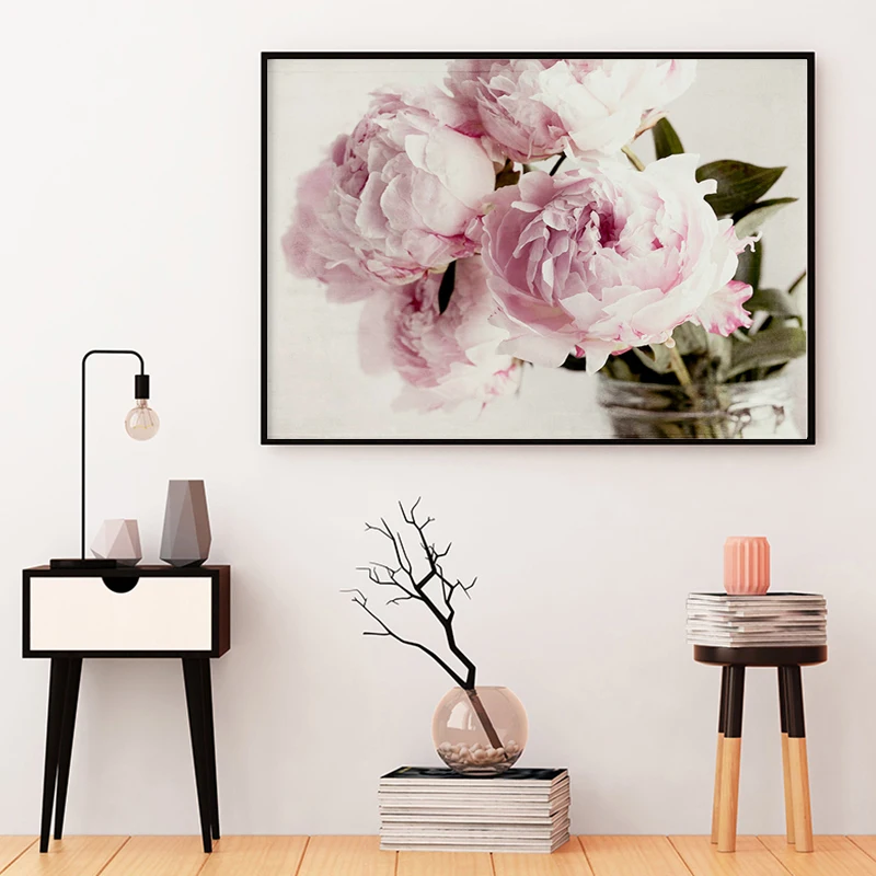 Постеры и принты пионов розовый плакат на холсте букет картина с цветами большая