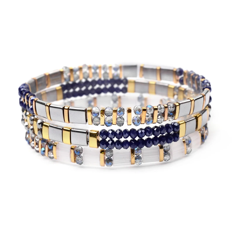 Multicolor Set 16 BOJIU 3 шт./компл. Boho Miyuki Tila Бусы Браслеты для женщин золотые украшения из бисера эластичные летние пляжный браслет Femme BCSET301 - Окраска металла: Multicolor Set 16