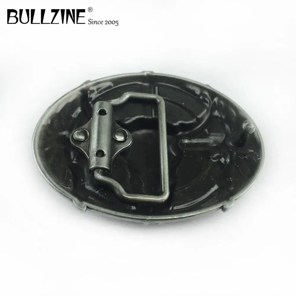Bullzine цинковый сплав Черная эмалированная пряжка ремня с головой быка Оловянная