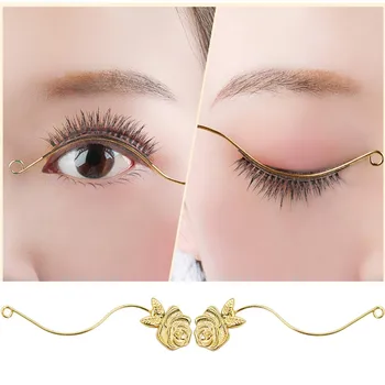 

1 Pair Gold Grafting False Eyelashes Extensions Shelves Stand Try on Stick Metal Fake Eyelash Display Holder Makeup Tools