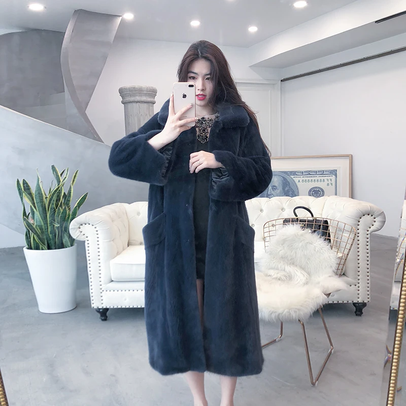 

Real Natural Winter Women Warm Long Jacket Mink Fur Coat Abrigos Mujer Invierno 2020 YX201 YY822