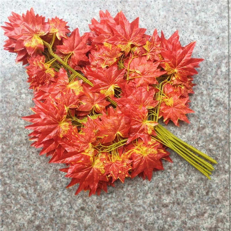 

12pcs Artificial Silk Red Maple Leaf for Home Wedding Party Decoration Vivid Plants Fake Flower Decor Leaves
