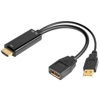 

Top HDMI Male Extensions 3840X2160 UHD 4K to Display Port Female Adapter Cable USB 2.0 Power Connector for PC DP