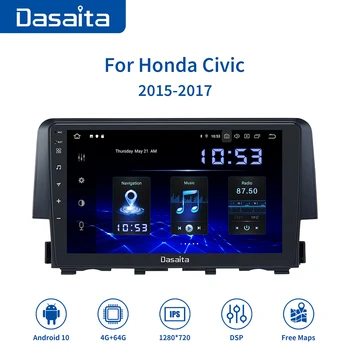 

9" HDMI Car 1 Din Radio Android 10 for Honda Civic 2015 2016 Navigation GPS Stereo MAX6 DSP 64GB ROM