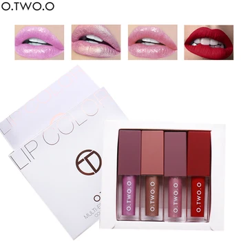 

4 Colors/set Glitter Lip Gloss Nutritious Shimmer Liquid Lipstick Matte Lip Glaze Waterproof Long Lasting Sexy Liquid Lipgloss