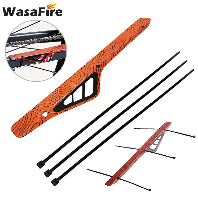 Bicycle Frame Chain Chainstay Plastic Protector Guard Pad MTB Road Bike Chain Protection Guard Cover with 3 Mount Strap afbeelding