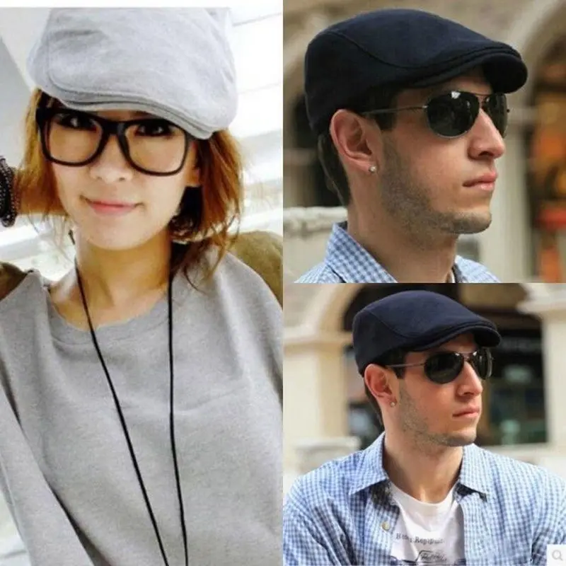 Beret Hat Men's Spring Autumn Beret Male Horn Korean Retro Solid Peaked Cap Forward Hat For Women Protection Elasticity Peaky Blinders D13