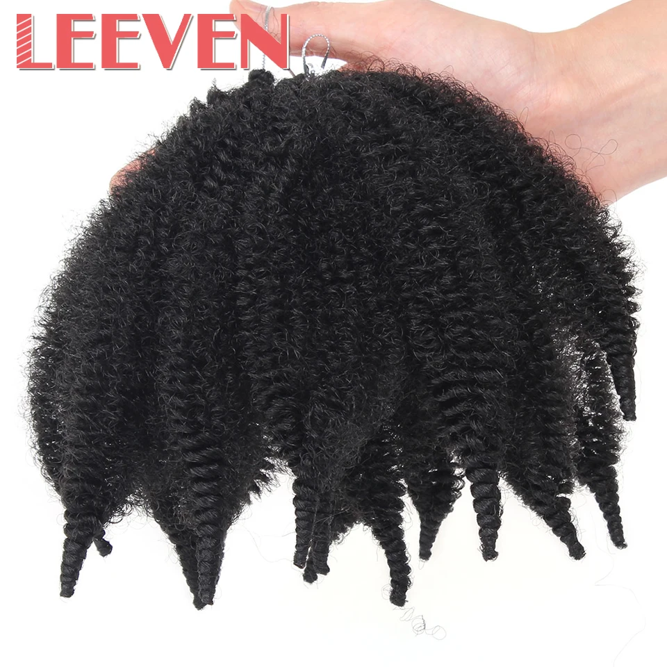 Leeven 8 дюймов марли косы волосы мягкие афро курчавые кубинские твист волосы синтетические крючком волосы для женщин Черный Коричневый Плетение Волос
