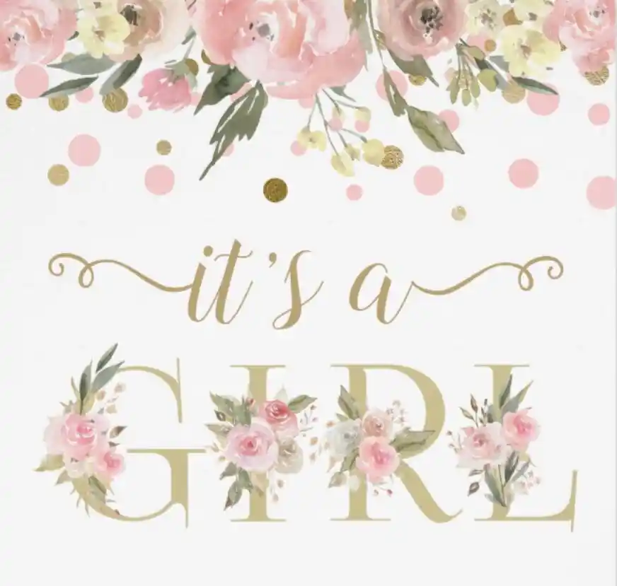 it's A Girl Baby Shower Party Backdrop Floral Flowers Babyshower Banner