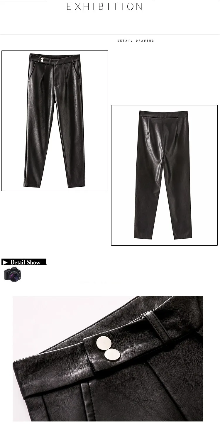 JUJULAND женские брюки из искусственной кожи классические черные теплые высококачественные прямые брюки из искусственной кожи зимние стильные брюки 9331