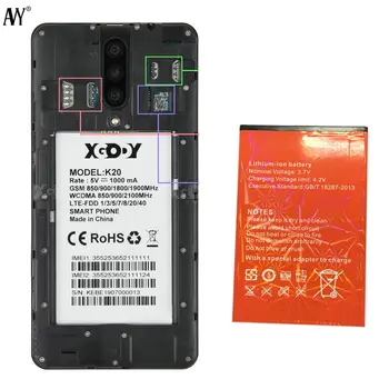 

AVY Battery For XGODY K20 Mobile phone Li-ion Rechargeable Batteries Bateria 2000mAh 100% New