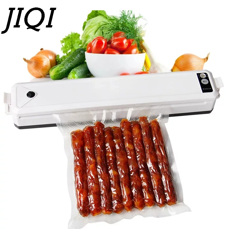 

JIQI Mini Electric Food Vacuum Sealer Sealing Storage Packer Automatic Fresh Saver Packaging Machine 10pcs Film Bags EU US Plug