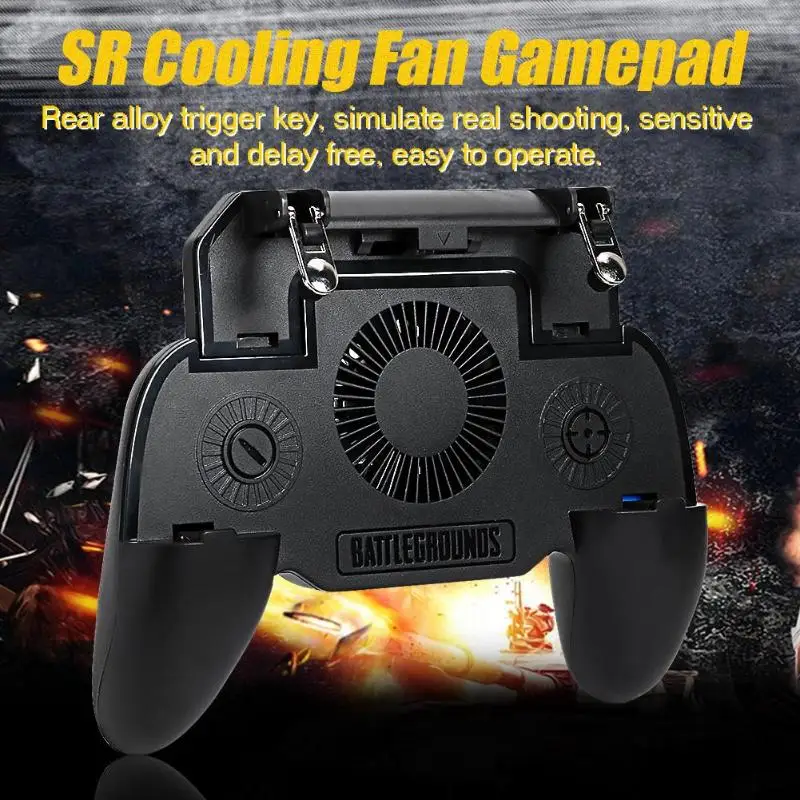  SR PUBG Cooling Fan Gamepad Trigger Shooting Free Fire Button Radiator Handle Game Controller Joyst