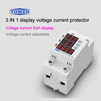 

Display Din Rail Adjustable Over and Under Voltage Protective Device Protector Relay 63A 230V 3IN1 TOMZN with Kwh meter