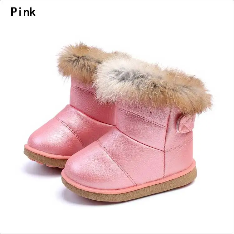 Г.; детские зимние ботинки; Классическая Детская обувь; водонепроницаемые ботильоны из искусственной кожи для мальчиков и девочек; теплая меховая обувь для малышей; Цвет белый;#17 - Цвет: Розовый