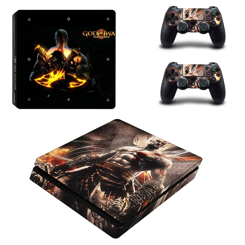 God of War PS4 тонкие наклейки Play station 4 тонкие виниловые наклейки на кожу Pegatinas для playstation 4 тонкая консоль и контроллер - Цвет: YSP4S-0173