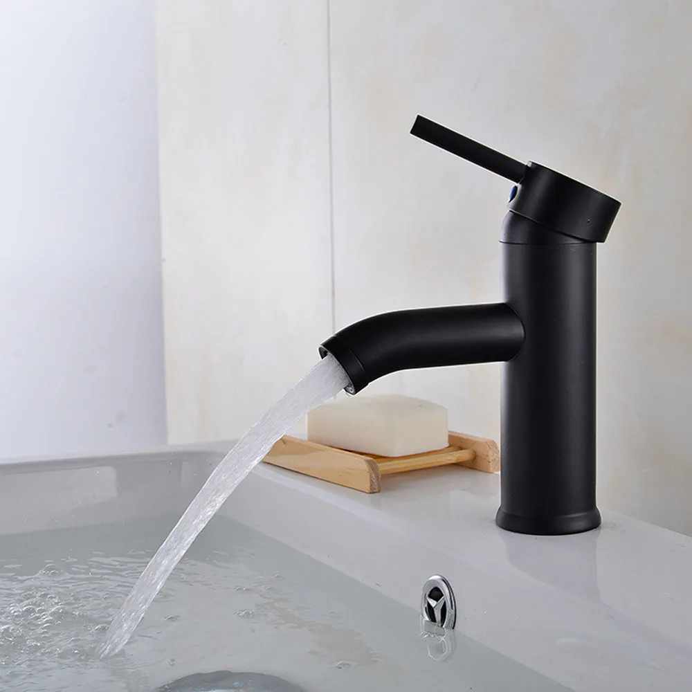

Stainless Steel Basin Faucet Black Sink Faucet Wash Basin Tap Single Handle Cold Hot Water Mixer Tap Bathroom Accessories