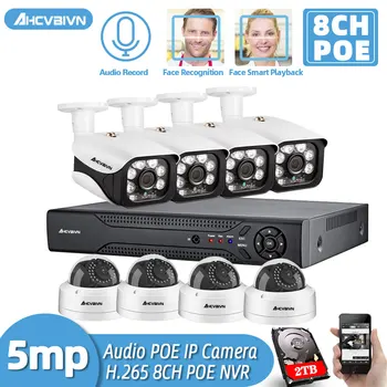 

H.265 8CH POE NVR Kit CCTV Security System Audio Sound 5MP IR IP66 Waterproof Outdoor IP Camera Plug&paly Video Surveillance Set