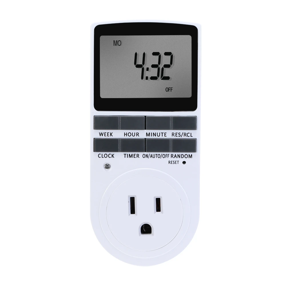 Timer Switch Socket Electronic Digital US Plug-in Programmable 7 Day 120V 15A Timer Switch Socket Electronic Digital US Plug-in Programmable 7 Day 120V 15A