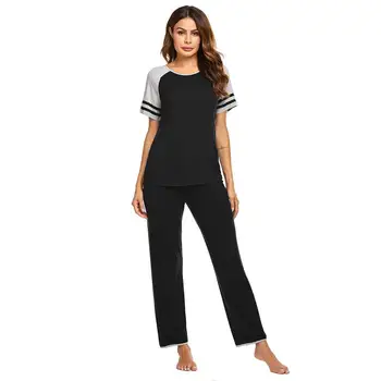 

Women Casual O-Neck Short Sleeve Pajama Set Sleepwear Nightwear Height 176cm, Bust 86cm, Waist 61cm, Hip 93cm