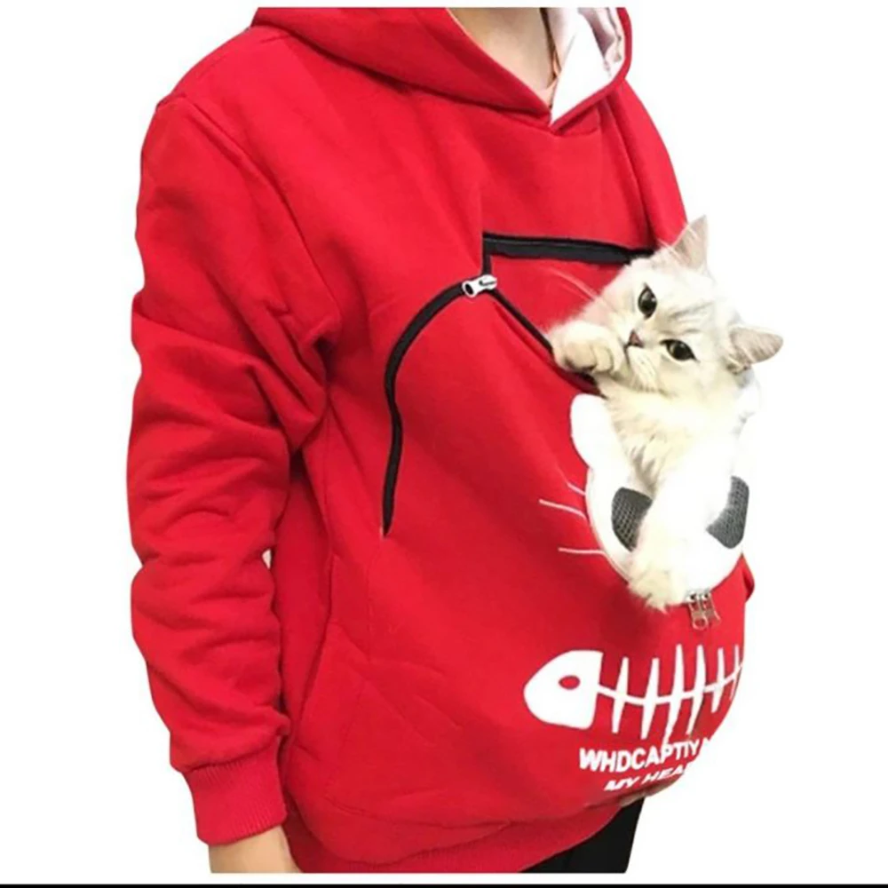 Cat Hoodie Kangaroo Pouch Sweatshirt Kangaroo Animal Cat Pocket