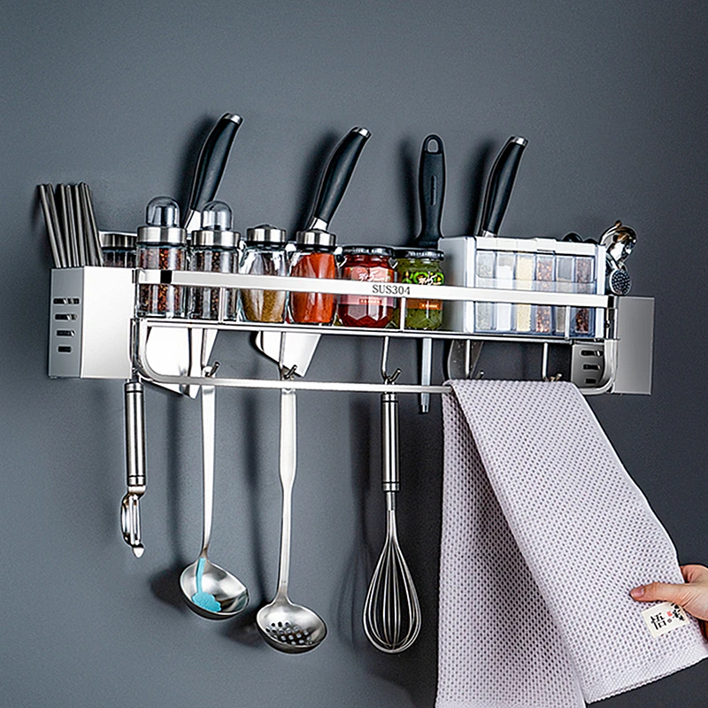 304 нержавеющая сталь настенная кухонная полка для хранения органайзер подвесные