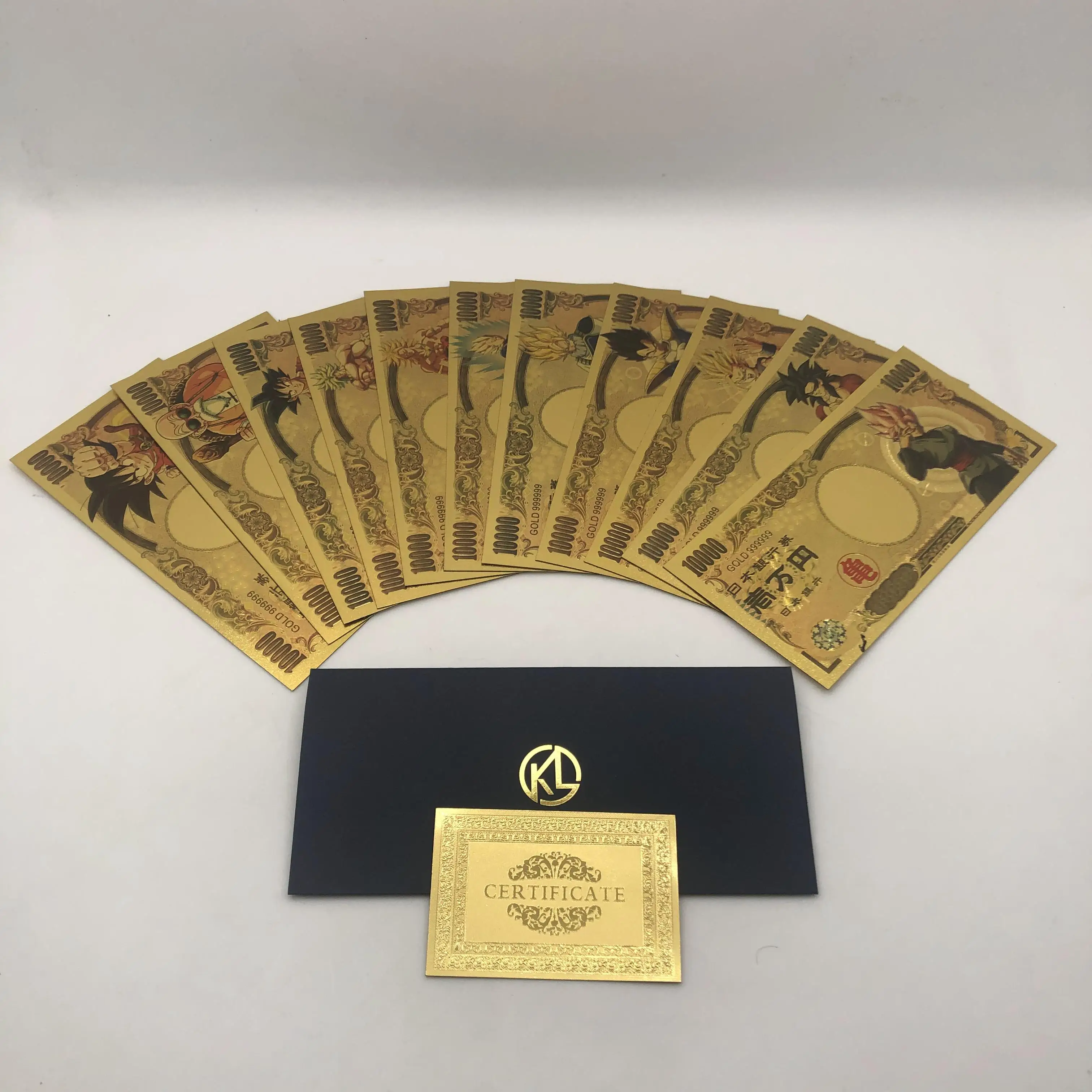 11pcs set 10 шт./лот, японский умный маленький монах, сувенир с мультипликационным героем, 10000 иен, золото, пластик, банкноты для классической детской коллекции памяти - Цвет: 11pcs set