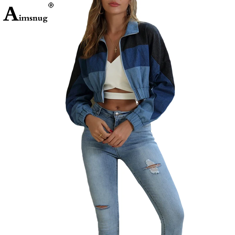 

Blue Sexy Denim Jackets Women Drawstring Long Sleeve Crop Denim Jacket High Street Zipper Tunic Outerwear Casual Short Jackets