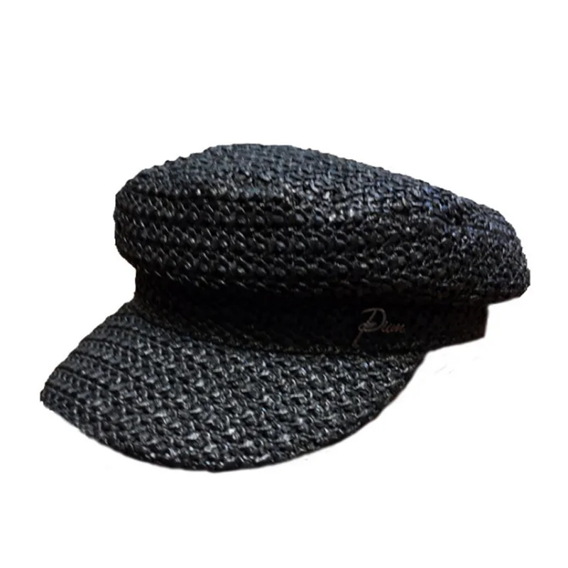 Женская шляпа, сезон весна-лето, восьмиугольная шляпа, корейский, ручная работа, берет, морская, дышащая, темно-синяя шляпа, солнцезащитный козырек