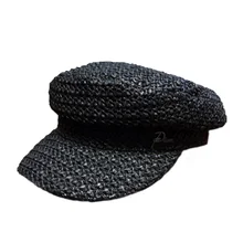 Женская шляпа, сезон весна-лето, восьмиугольная шляпа, корейский, ручная работа, берет, морская, дышащая, темно-синяя шляпа, солнцезащитный козырек