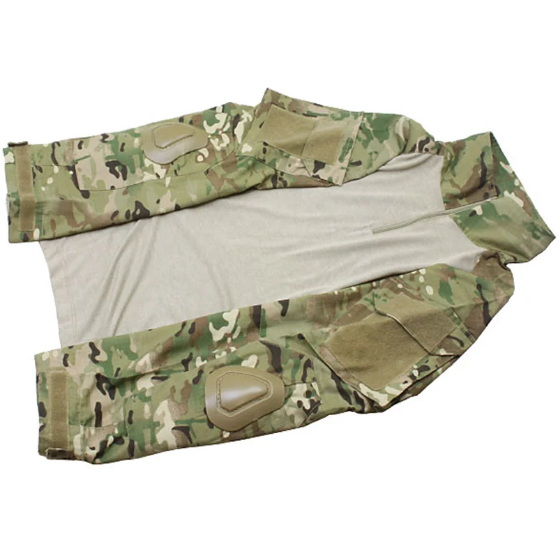 Камуфляжная, с расцветкой Мультикам Военная тактическая рубашка с длинным рукавом мужская камуфляжная снайперская страйкбольная походная охотничья армейская футболка боевая рубашка
