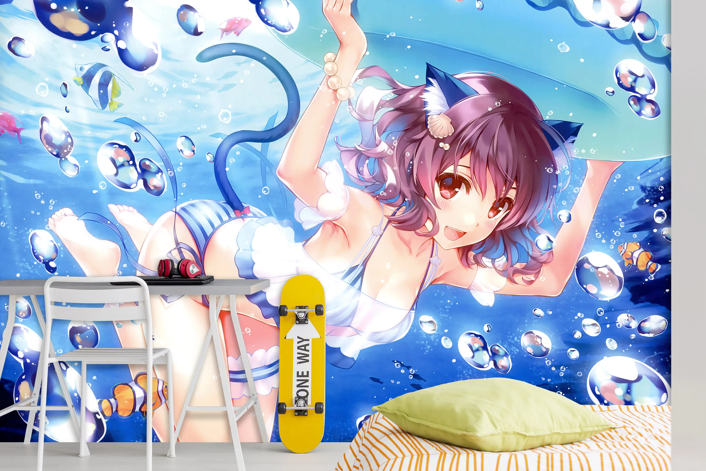 Autoadhesivo Pelo Corto 3d Anime Girl 404 Japon Anime Pared Papel Mural Pared Pegatina Pared Murales Del Vientre Aliexpress