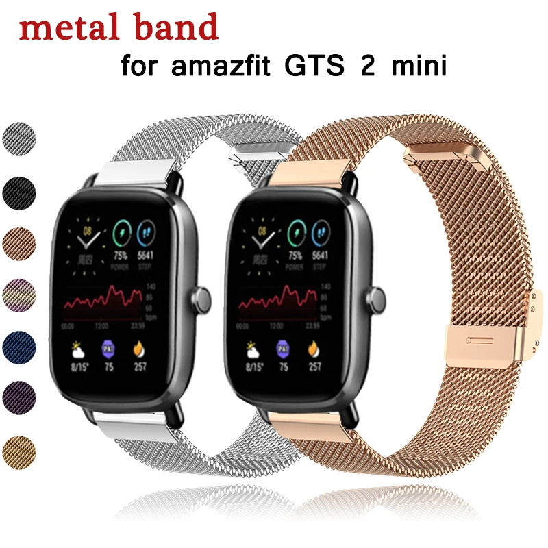 Correa de Metal para reloj Amazfit GTS 3 2 Mini 2e, repuesto de pulsera de  acero inoxidable, BIP U S Lite POP Pro