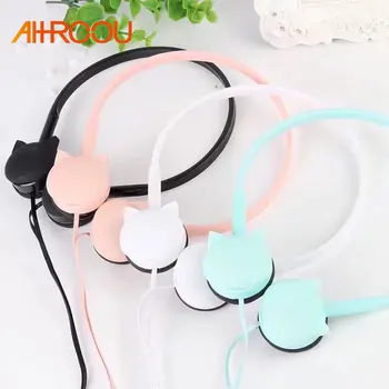 

3.5mm Cute Cat Colored Stereo Wired Headphones Headset Earphones for Samsung Xiaomi mp3 Kids Student Birthday Gifts Retail box