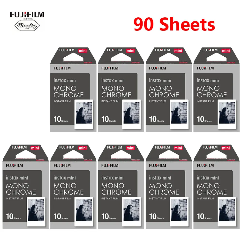 Пленка Fujifilm Instax Mini 10-100 листов черно-белая монохромная пленка для камеры моментальной печати Fujifilm Instaxmini 8 7s 25 50s 9 - Цвет: 90 Sheets